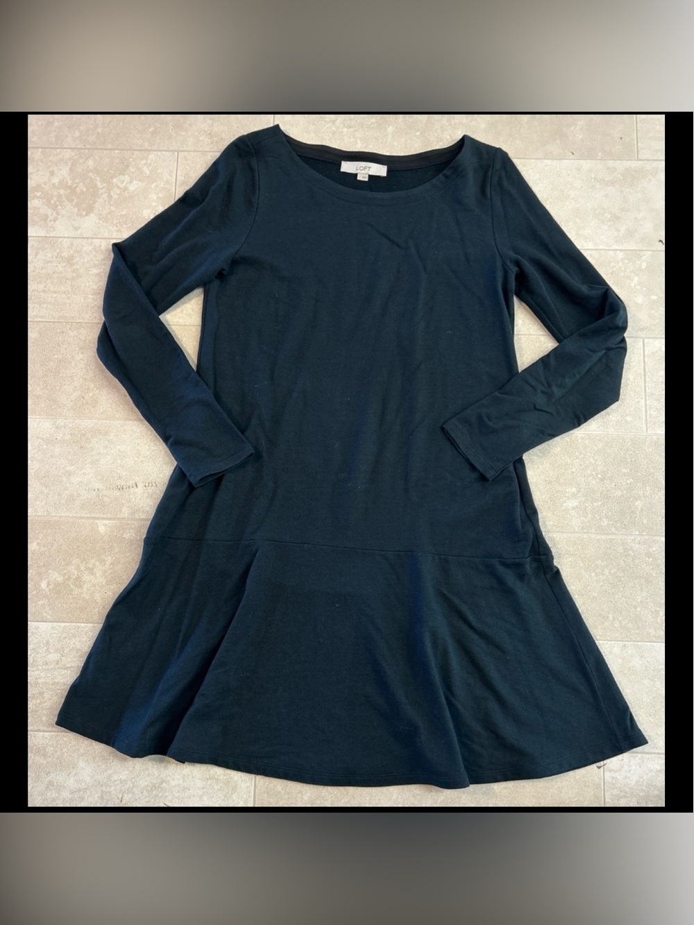 The LOFT Black Long-Sleeve Fit & Flare Dress Women’s Size Small Elegant Work